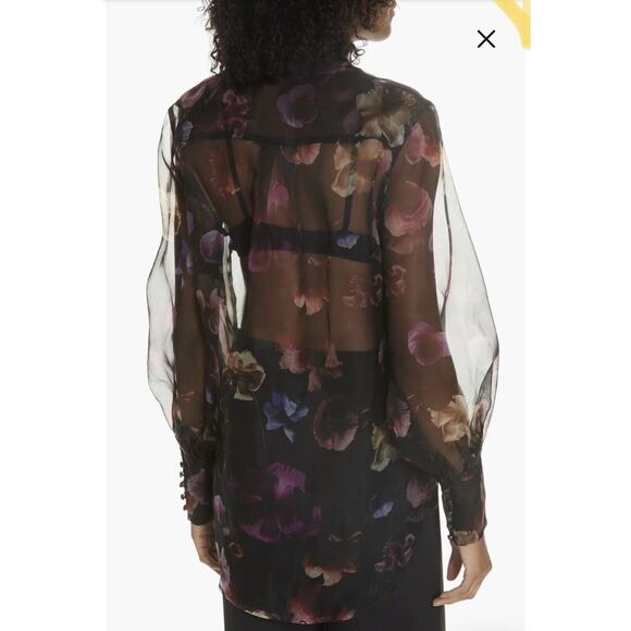 NWT $300 Equipment Boleyn 100% Silk Sheet Floral Button Front Blouse Small - Picture 3 of 13